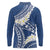 Polynesian Vintage Floral Long Sleeve Polo Shirt Navy Blue Motifs - Polynesian Pride