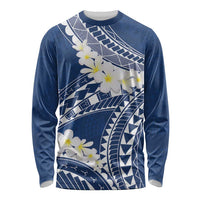 Polynesian Vintage Floral Long Sleeve Shirt Navy Blue Motifs - Polynesian Pride
