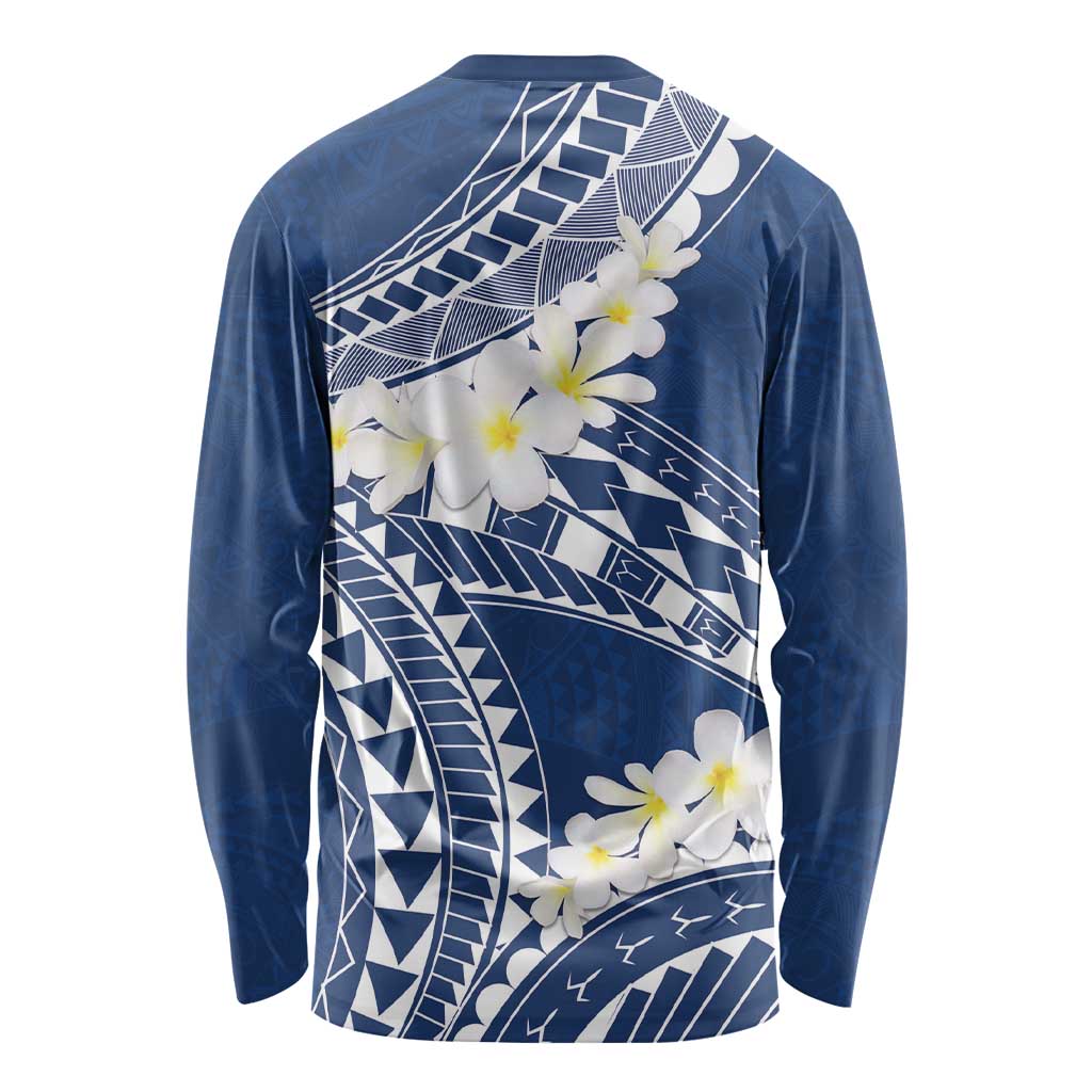 Polynesian Vintage Floral Long Sleeve Shirt Navy Blue Motifs - Polynesian Pride
