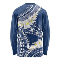 Polynesian Vintage Floral Long Sleeve Shirt Navy Blue Motifs - Polynesian Pride