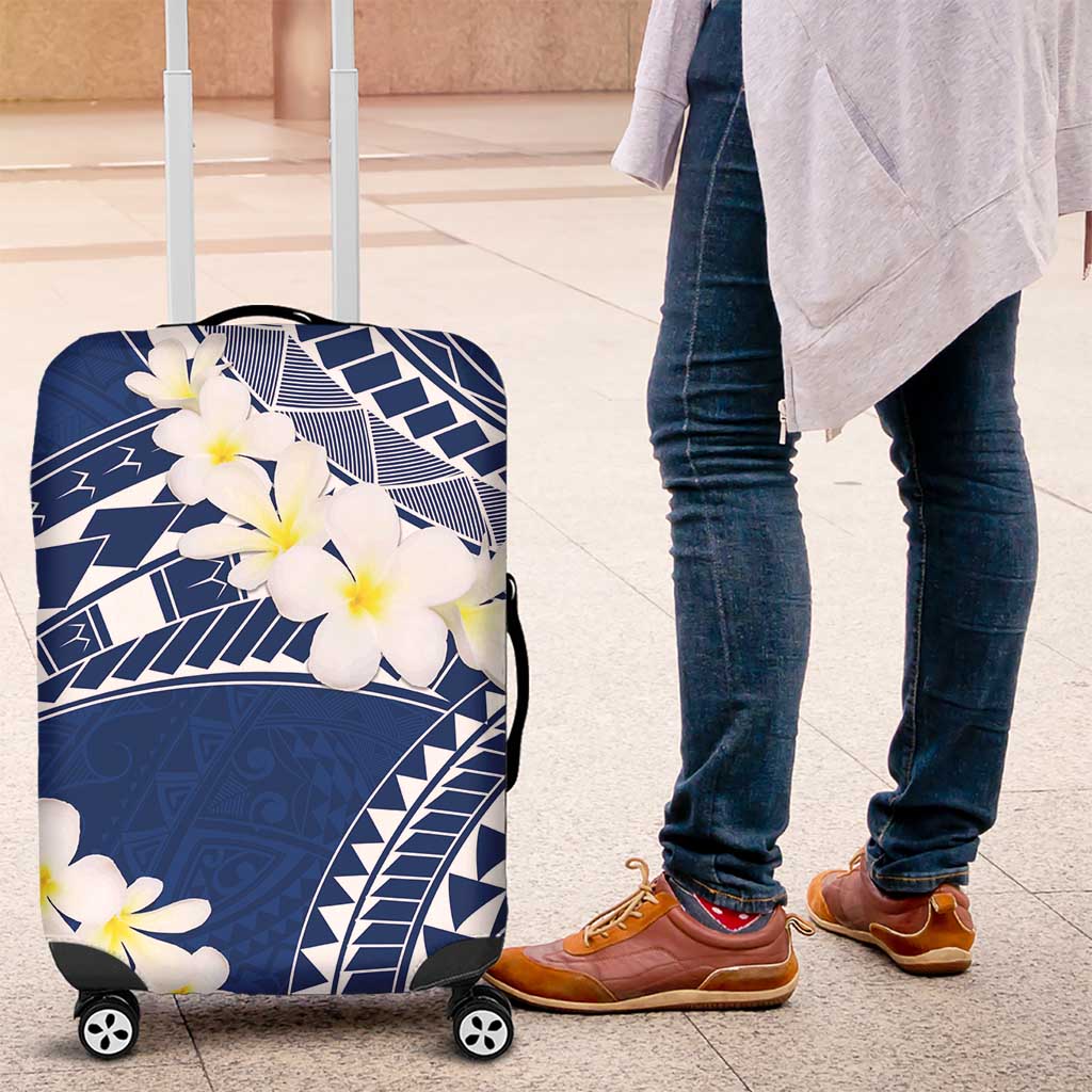 Polynesian Vintage Floral Luggage Cover Navy Blue Motifs LT7 Navy Blue - Polynesian Pride