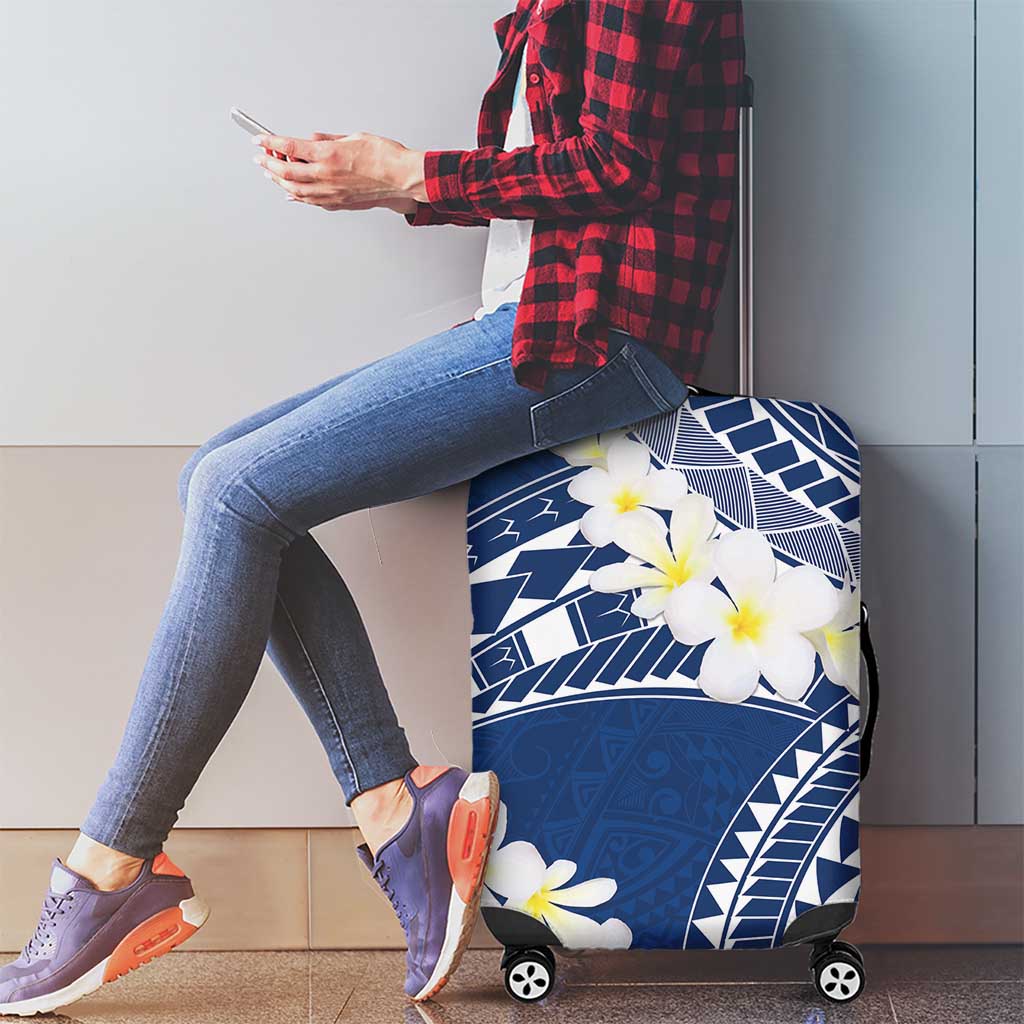 Polynesian Vintage Floral Luggage Cover Navy Blue Motifs - Polynesian Pride
