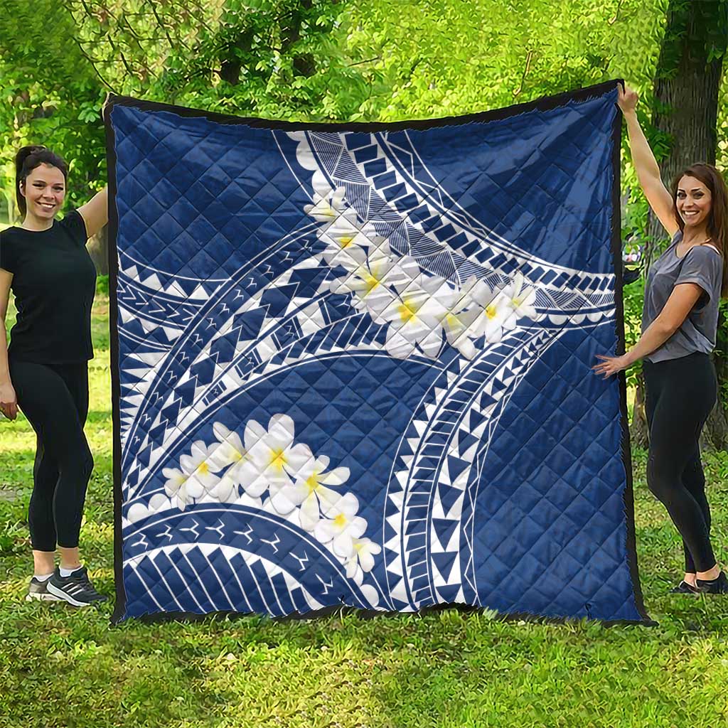 Polynesian Vintage Floral Quilt Navy Blue Motifs - Polynesian Pride