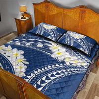 Polynesian Vintage Floral Quilt Bed Set Navy Blue Motifs - Polynesian Pride
