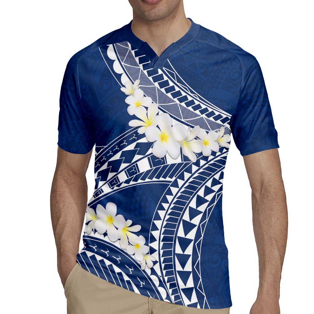 Polynesian Vintage Floral Rugby Jersey Navy Blue Motifs - Polynesian Pride