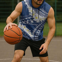 Polynesian Vintage Floral Sleeveless Hoodie Navy Blue Motifs - Polynesian Pride