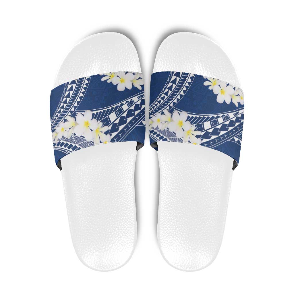 Polynesian Vintage Floral Slide Sandals Navy Blue Motifs - Polynesian Pride