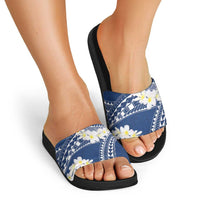 Polynesian Vintage Floral Slide Sandals Navy Blue Motifs - Polynesian Pride