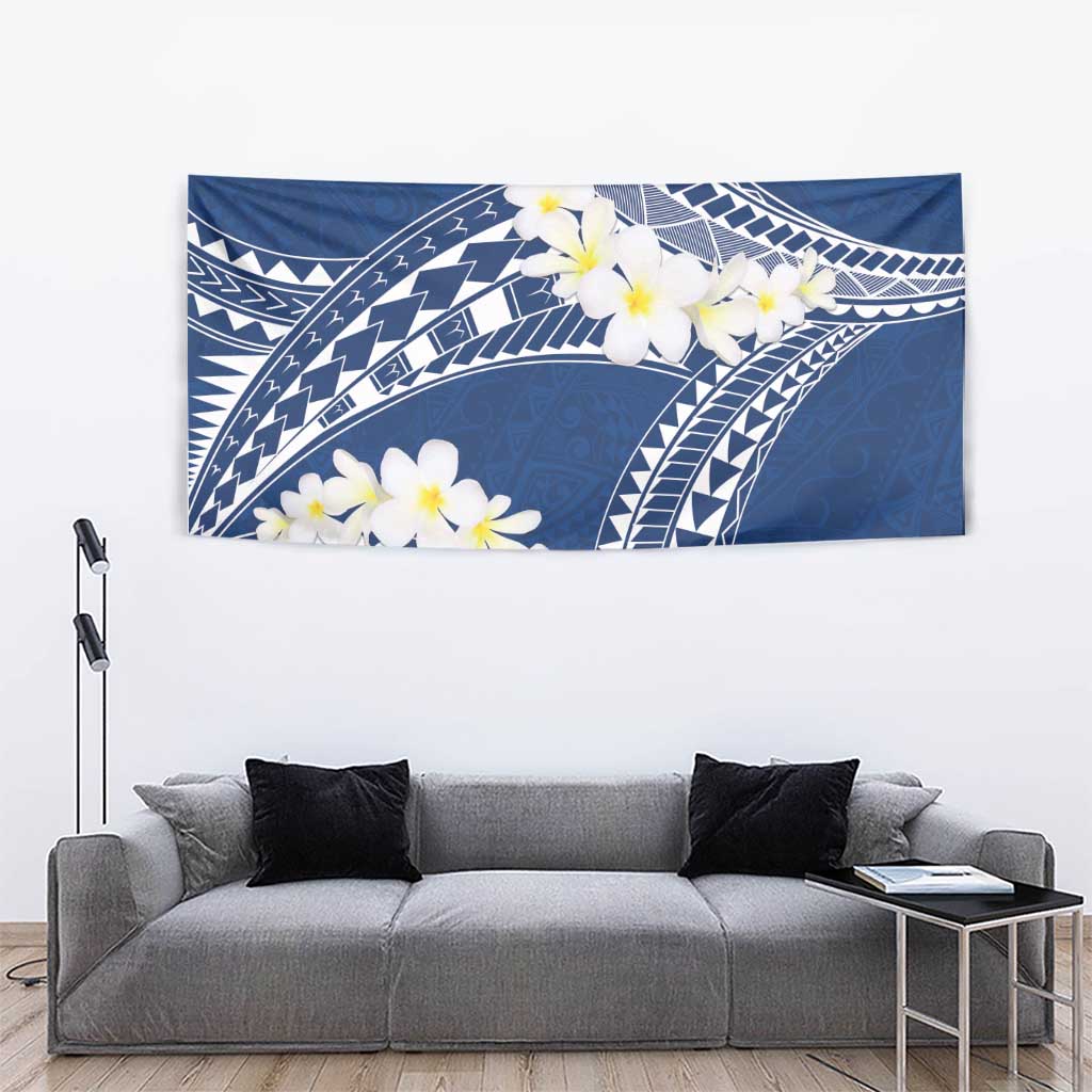 Polynesian Vintage Floral Tapestry Navy Blue Motifs - Polynesian Pride