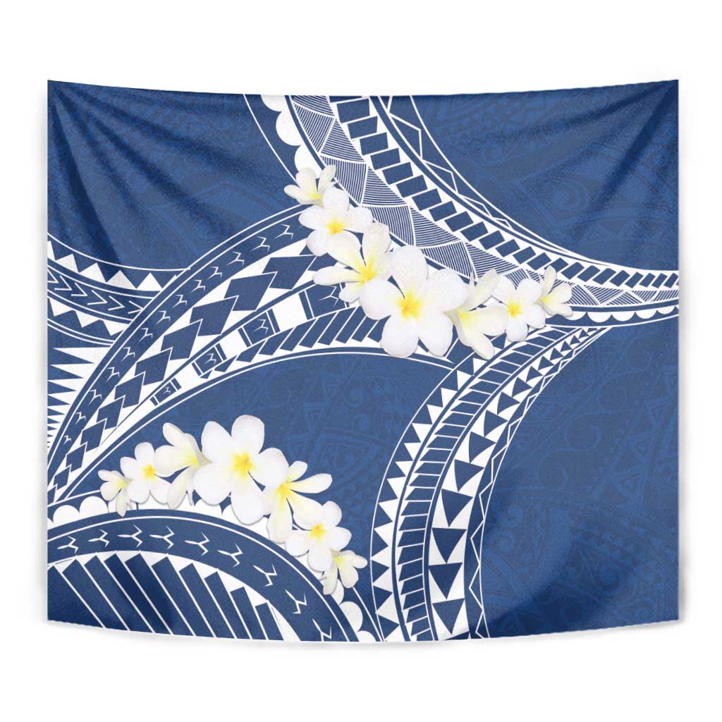 Polynesian Vintage Floral Tapestry Navy Blue Motifs - Polynesian Pride