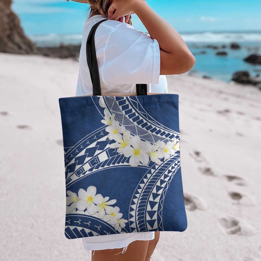 Polynesian Vintage Floral Tote Bag Navy Blue Motifs - Polynesian Pride