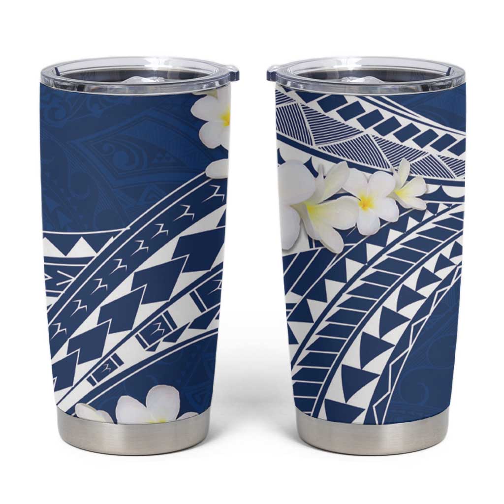 Polynesian Vintage Floral Tumbler Cup Navy Blue Motifs - Polynesian Pride