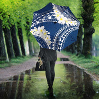 Polynesian Vintage Floral Umbrella Navy Blue Motifs - Polynesian Pride