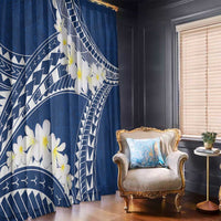 Polynesian Vintage Floral Window Curtain Navy Blue Motifs - Polynesian Pride
