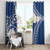 Polynesian Vintage Floral Window Curtain Navy Blue Motifs - Polynesian Pride