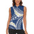 Polynesian Vintage Floral Women Sleeveless Polo Shirt Navy Blue Motifs - Polynesian Pride