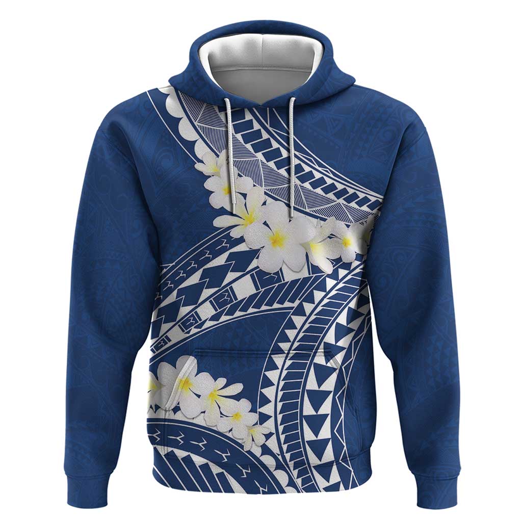 Polynesian Vintage Floral Zip Hoodie Navy Blue Motifs - Polynesian Pride