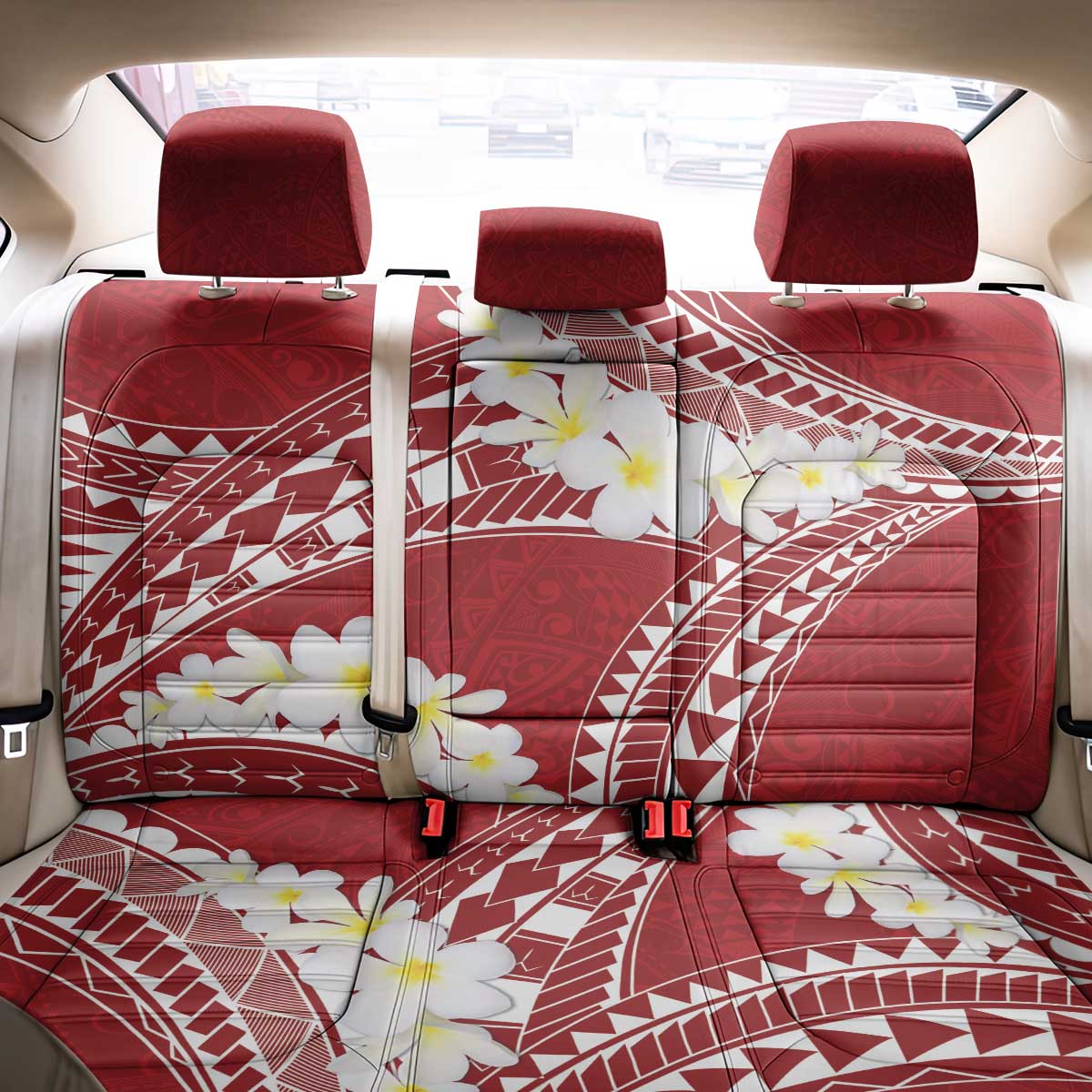 Polynesian Vintage Floral Back Car Seat Cover Scarlet Motifs LT7 - Polynesian Pride