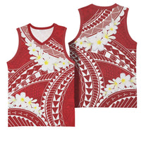 Polynesian Vintage Floral Basketball Jersey Scarlet Motifs - Polynesian Pride