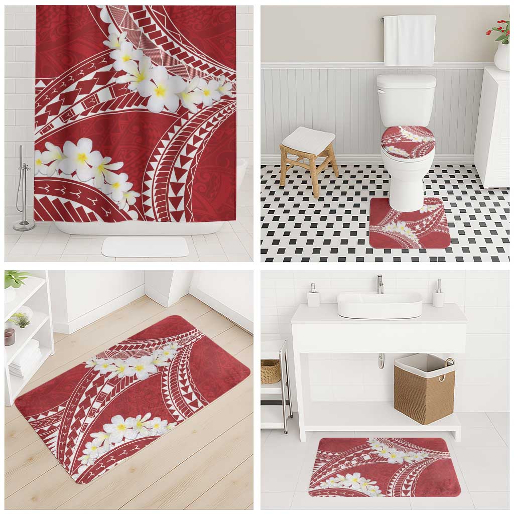 Polynesian Vintage Floral Bathroom Set Scarlet Motifs - Polynesian Pride