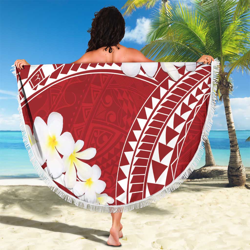 Polynesian Vintage Floral Beach Blanket Scarlet Motifs - Polynesian Pride