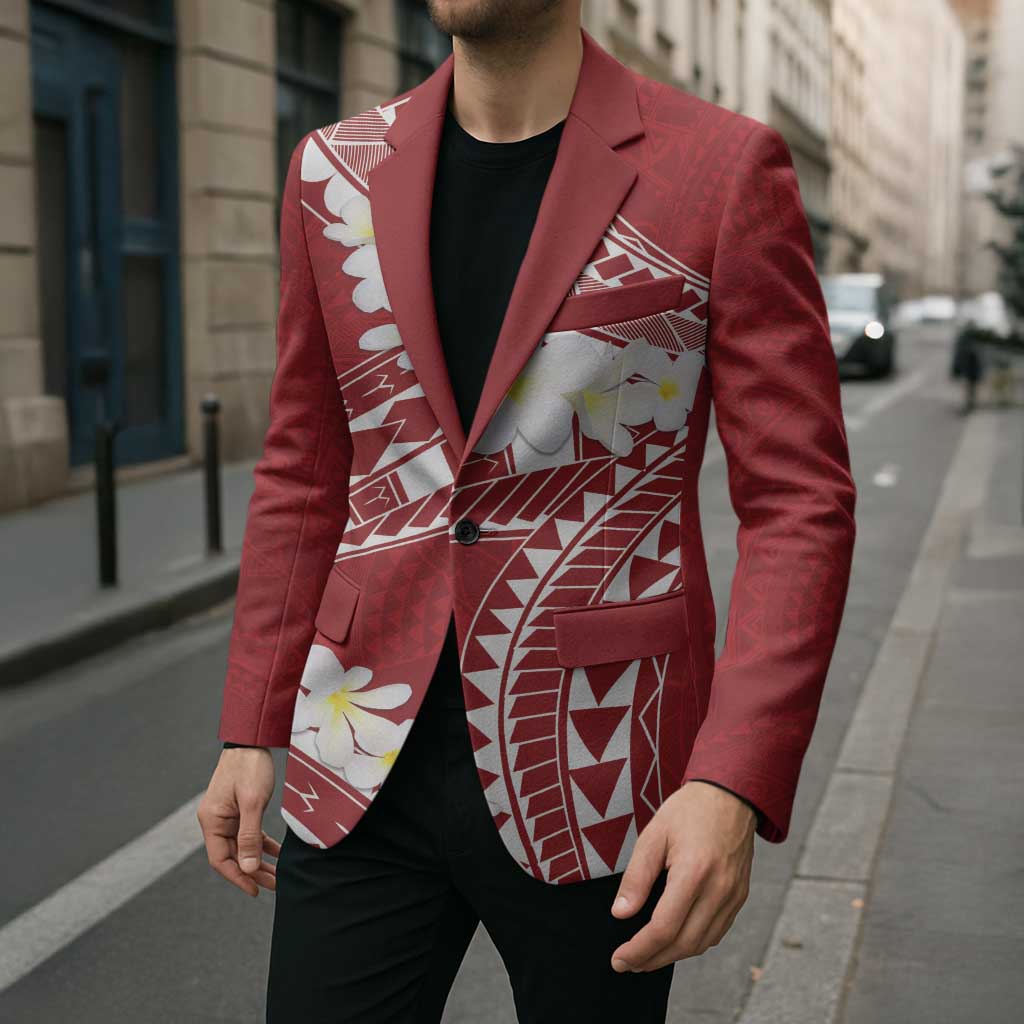 Polynesian Vintage Floral Blazer Scarlet Motifs - Polynesian Pride
