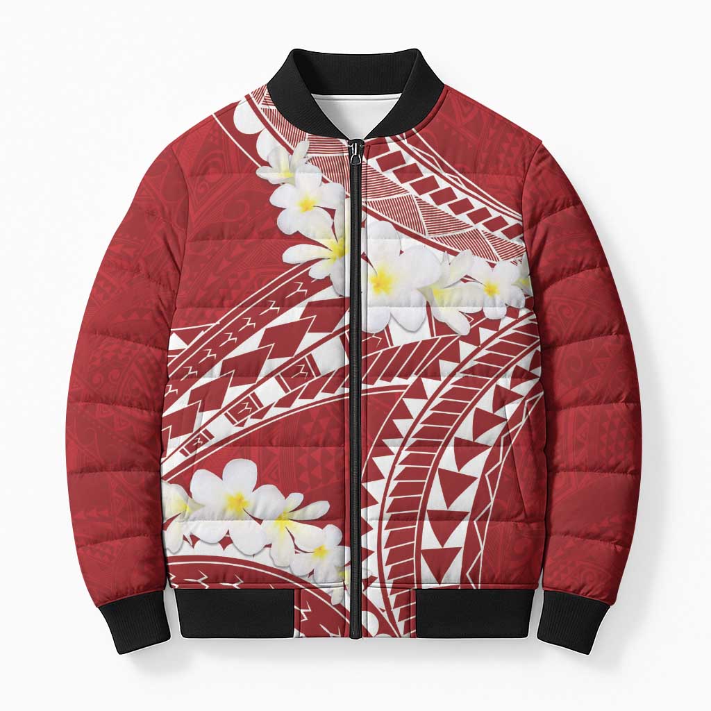 Polynesian Vintage Floral Bomber Puffer Jacket Scarlet Motifs - Polynesian Pride