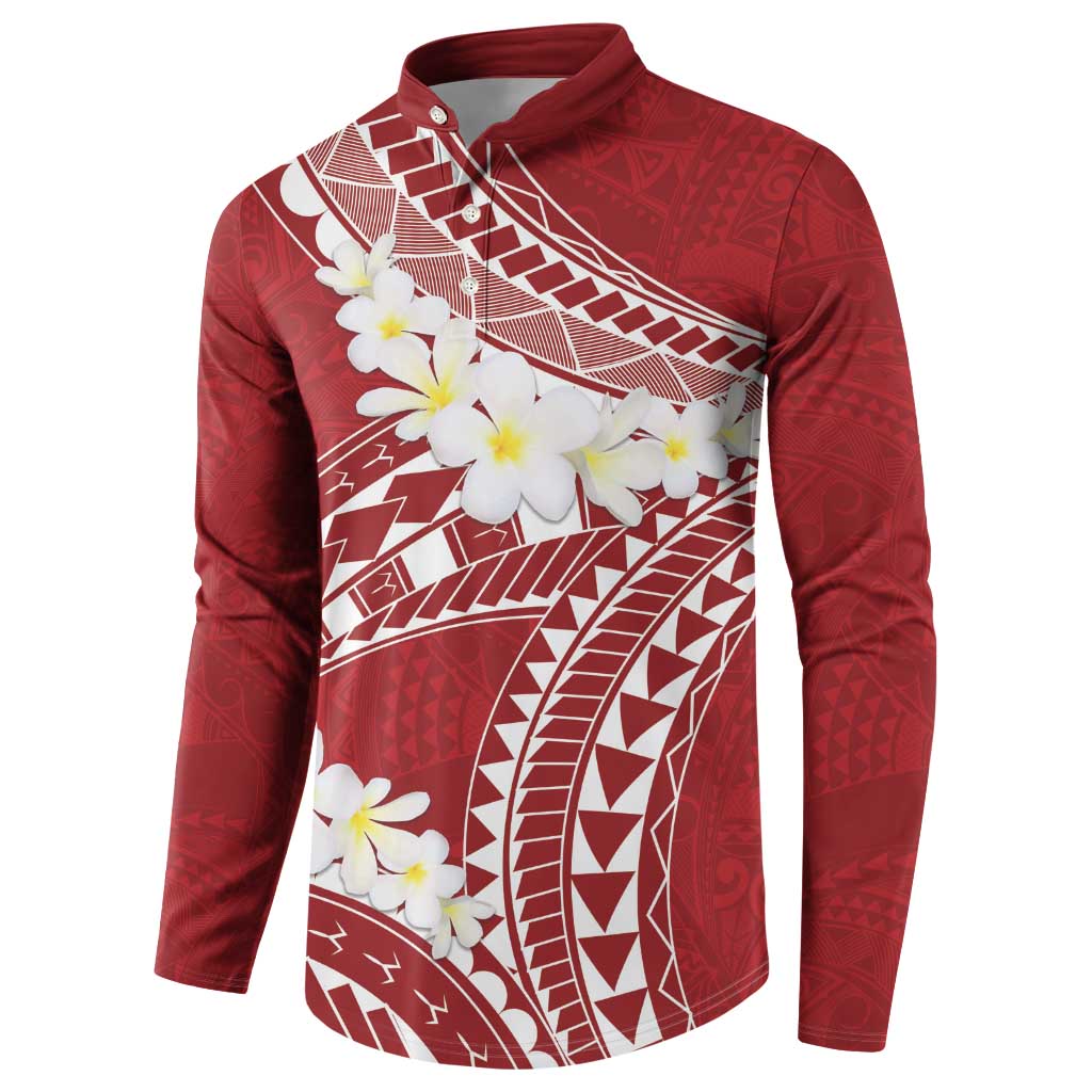 Polynesian Vintage Floral Button Sweatshirt Scarlet Motifs - Polynesian Pride