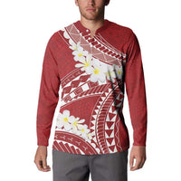 Polynesian Vintage Floral Button Sweatshirt Scarlet Motifs - Polynesian Pride