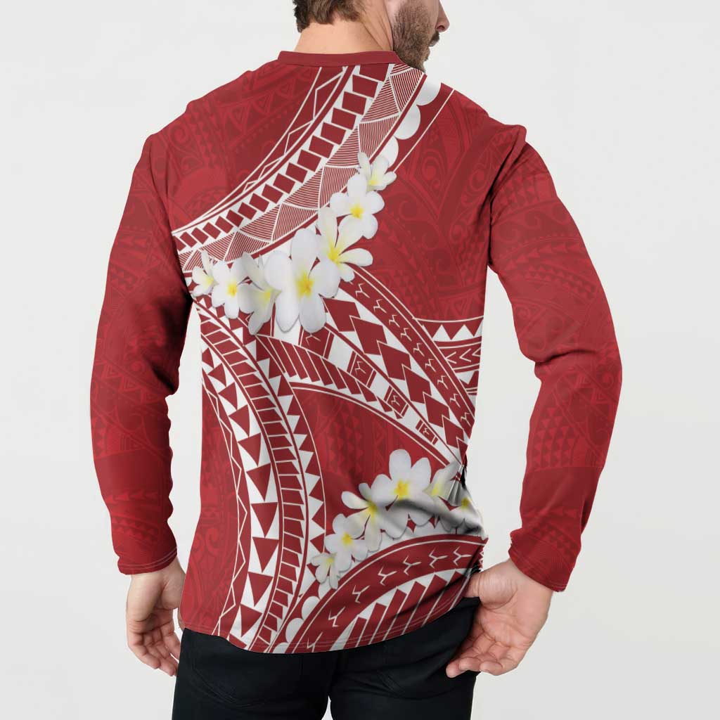 Polynesian Vintage Floral Button Sweatshirt Scarlet Motifs - Polynesian Pride