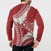 Polynesian Vintage Floral Button Sweatshirt Scarlet Motifs - Polynesian Pride