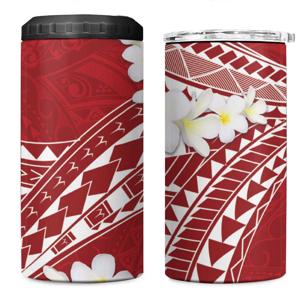 Polynesian Vintage Floral 4 in 1 Can Cooler Tumbler Scarlet Motifs - Polynesian Pride