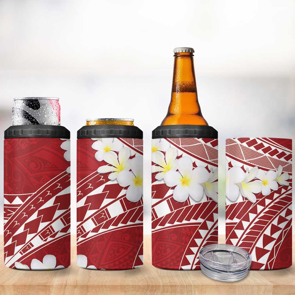 Polynesian Vintage Floral 4 in 1 Can Cooler Tumbler Scarlet Motifs - Polynesian Pride