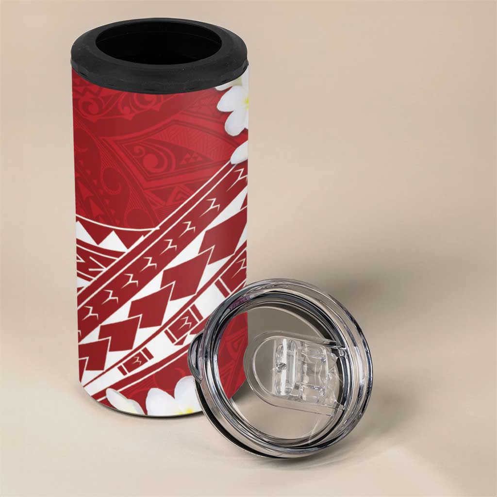 Polynesian Vintage Floral 4 in 1 Can Cooler Tumbler Scarlet Motifs - Polynesian Pride