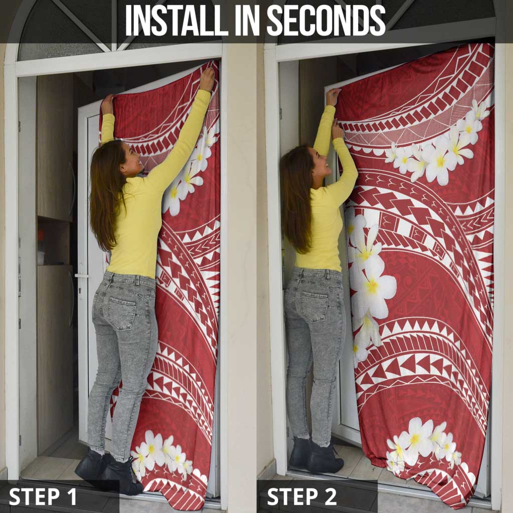 Polynesian Vintage Floral Door Cover Scarlet Motifs - Polynesian Pride