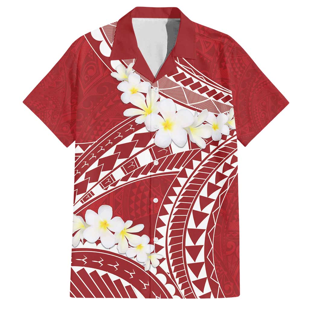 Polynesian Vintage Floral Family Matching Long Sleeve Bodycon Dress and Hawaiian Shirt Scarlet Motifs LT7 Dad's Shirt - Short Sleeve Scarlet - Polynesian Pride