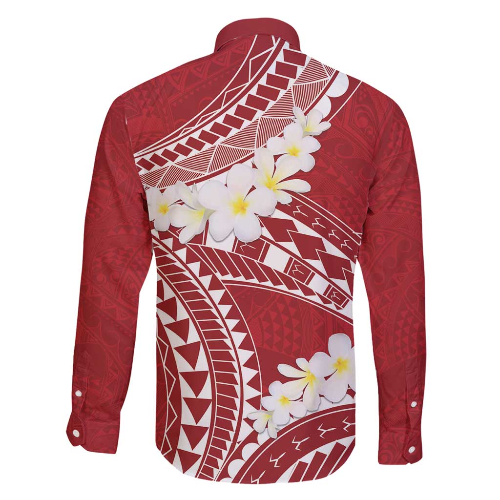 Polynesian Vintage Floral Family Matching Long Sleeve Bodycon Dress and Hawaiian Shirt Scarlet Motifs LT7 - Polynesian Pride