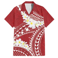 Polynesian Vintage Floral Family Matching Off The Shoulder Long Sleeve Dress and Hawaiian Shirt Scarlet Motifs - Polynesian Pride
