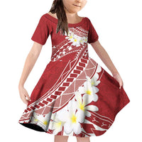 Polynesian Vintage Floral Family Matching Off Shoulder Short Dress and Hawaiian Shirt Scarlet Motifs - Polynesian Pride