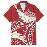 Polynesian Vintage Floral Family Matching Off Shoulder Short Dress and Hawaiian Shirt Scarlet Motifs - Polynesian Pride