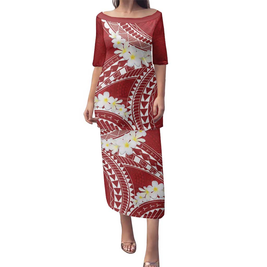 Polynesian Vintage Floral Family Matching Puletasi and Hawaiian Shirt Scarlet Motifs - Polynesian Pride
