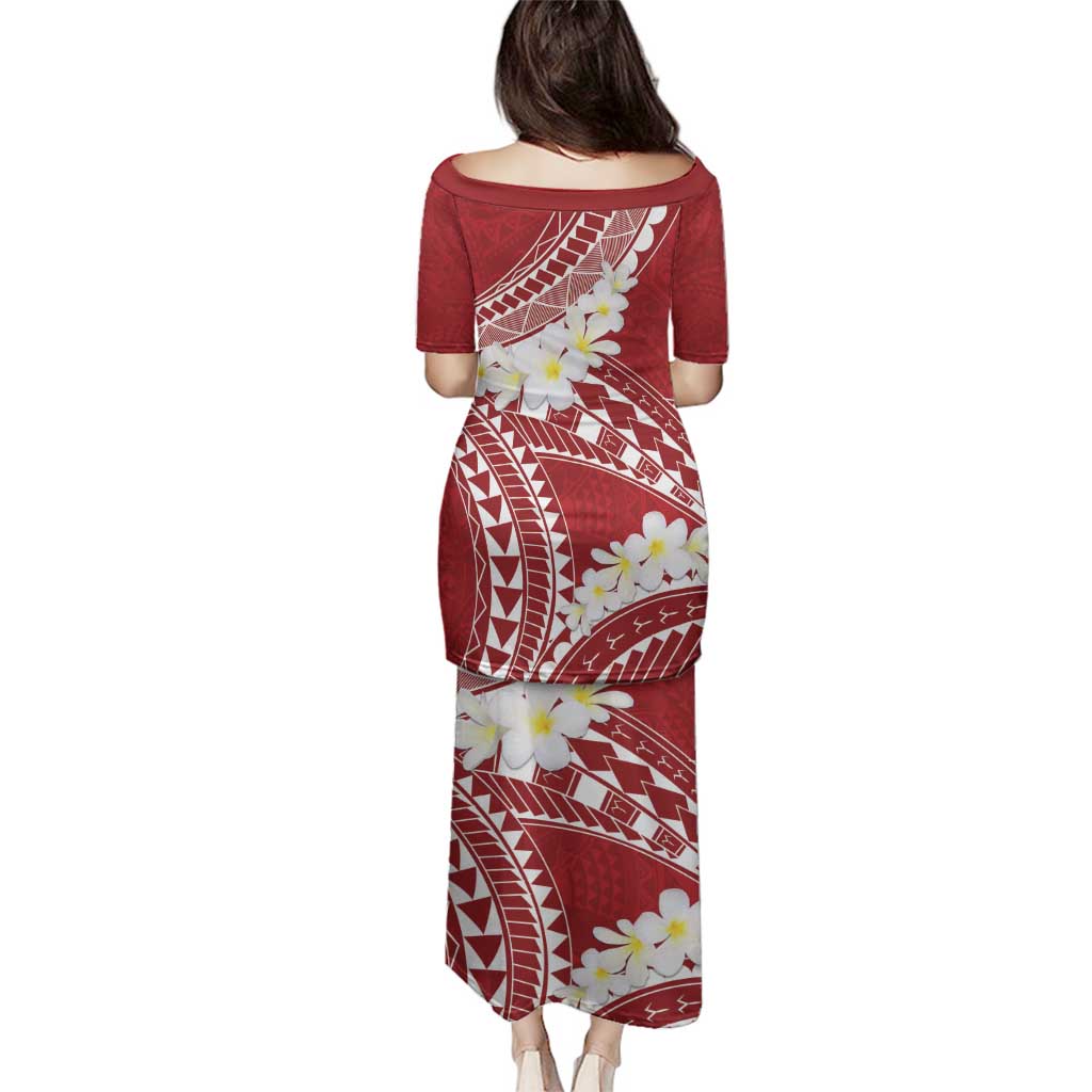 Polynesian Vintage Floral Family Matching Puletasi and Hawaiian Shirt Scarlet Motifs - Polynesian Pride
