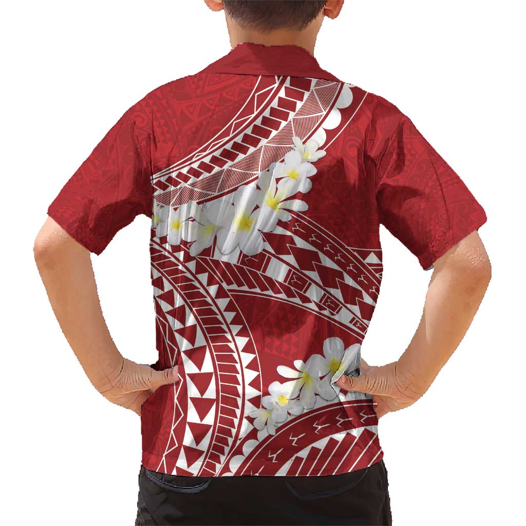 Polynesian Vintage Floral Family Matching Short Sleeve Bodycon Dress and Hawaiian Shirt Scarlet Motifs LT7 - Polynesian Pride