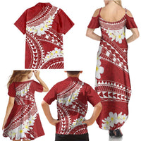 Polynesian Vintage Floral Family Matching Summer Maxi Dress and Hawaiian Shirt Scarlet Motifs - Polynesian Pride