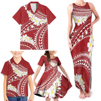 Polynesian Vintage Floral Family Matching Tank Maxi Dress and Hawaiian Shirt Scarlet Motifs - Polynesian Pride