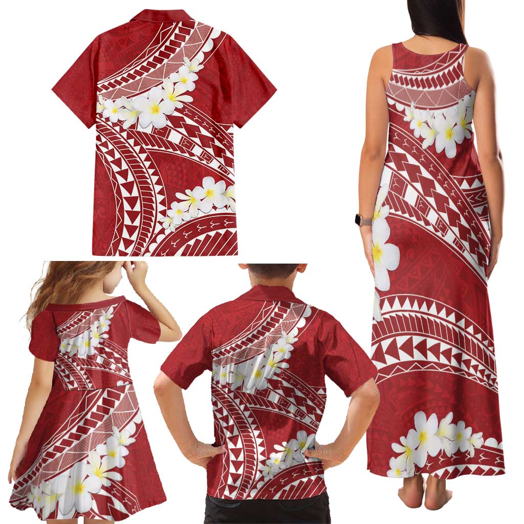 Polynesian Vintage Floral Family Matching Tank Maxi Dress and Hawaiian Shirt Scarlet Motifs - Polynesian Pride