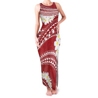 Polynesian Vintage Floral Family Matching Tank Maxi Dress and Hawaiian Shirt Scarlet Motifs - Polynesian Pride