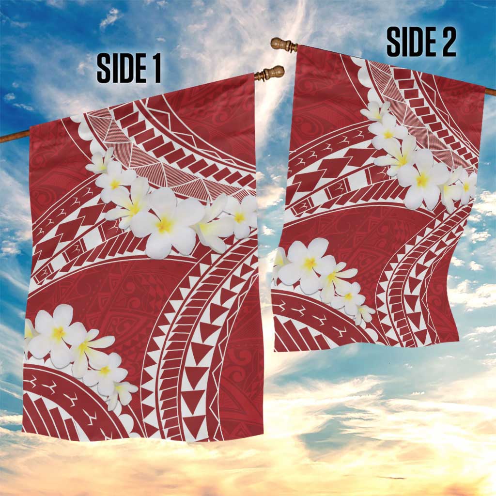 Polynesian Vintage Floral Garden Flag Scarlet Motifs - Polynesian Pride