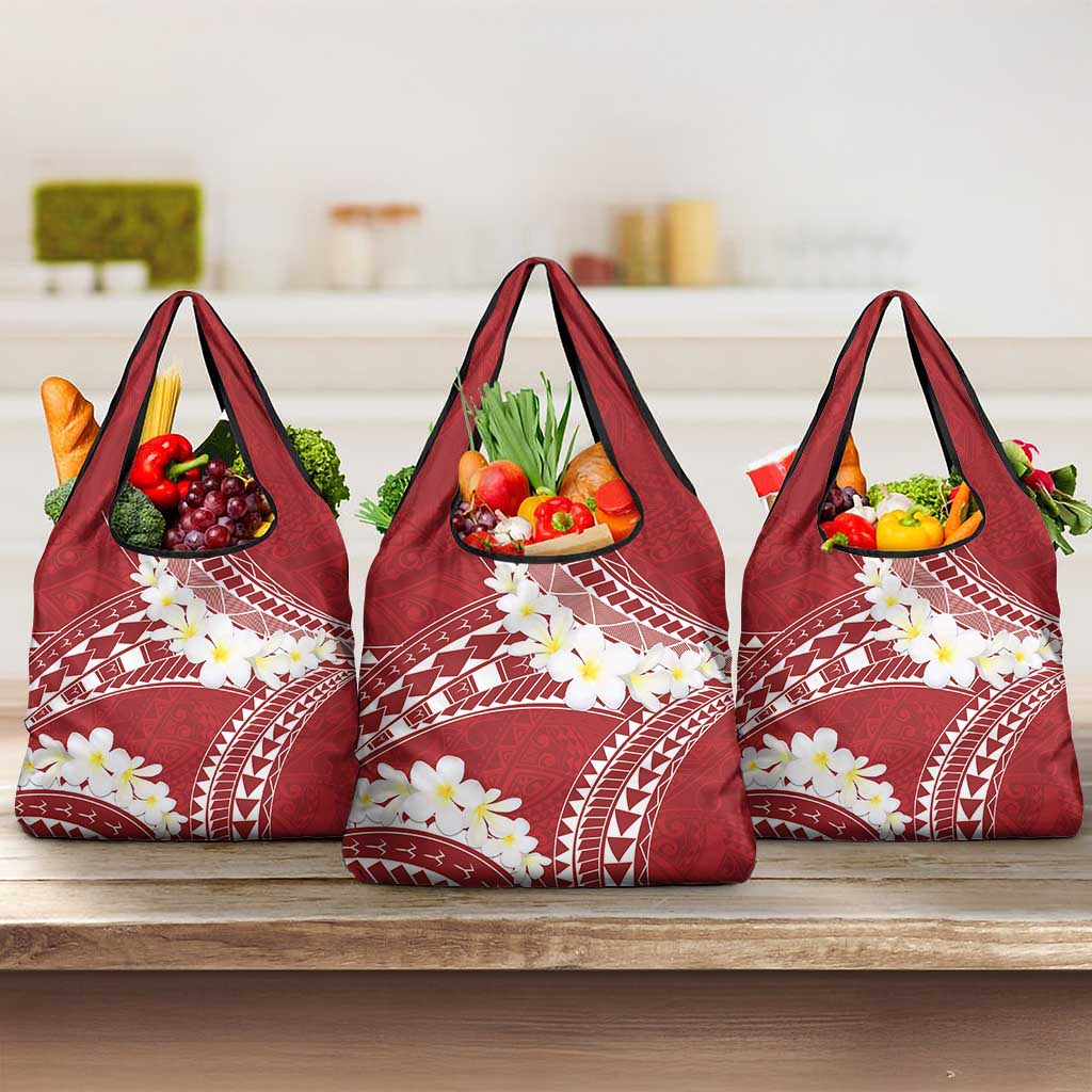 Polynesian Vintage Floral Grocery Bag Scarlet Motifs - Polynesian Pride