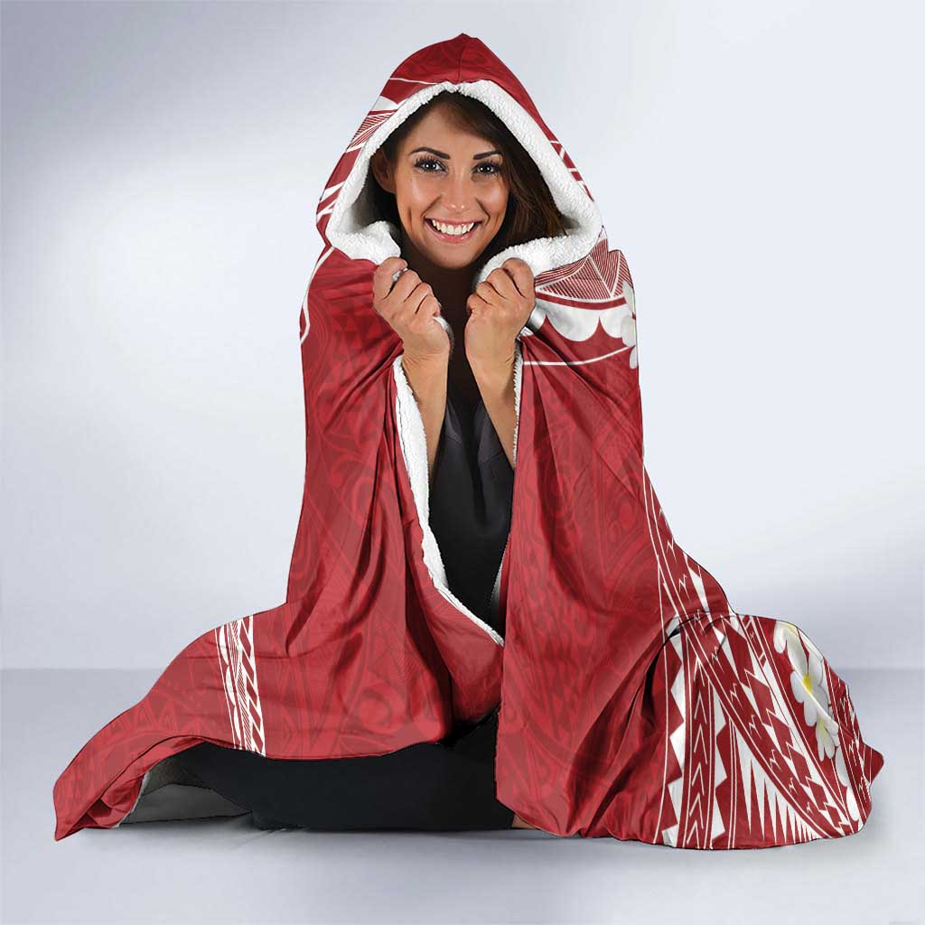 Polynesian Vintage Floral Hooded Blanket Scarlet Motifs - Polynesian Pride